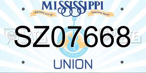 SZ07668 Mississippi License Plate