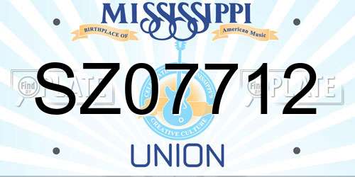 SZ07712 Mississippi License Plate