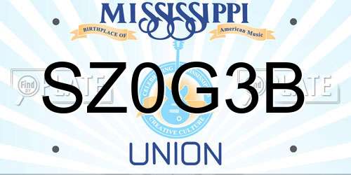 SZ0G3B Mississippi License Plate