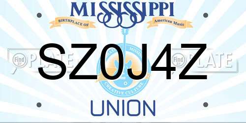 SZ0J4Z Mississippi License Plate