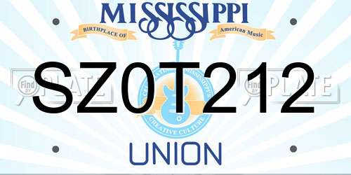 SZ0T212 Mississippi License Plate