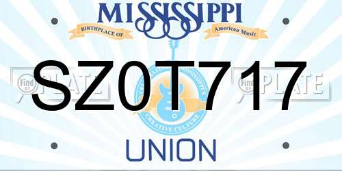 SZ0T717 Mississippi License Plate