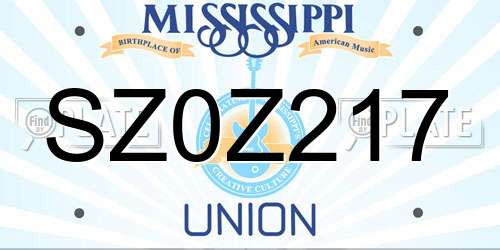 SZ0Z217 Mississippi License Plate