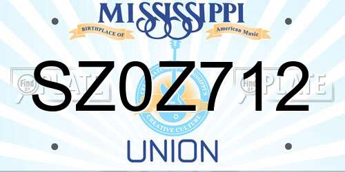 SZ0Z712 Mississippi License Plate