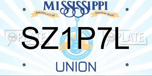 SZ1P7L Mississippi License Plate