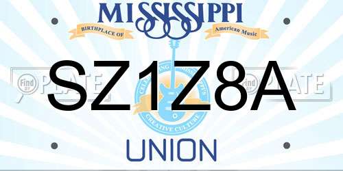 SZ1Z8A Mississippi License Plate