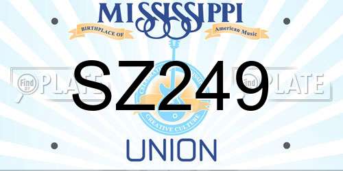 SZ249 Mississippi License Plate