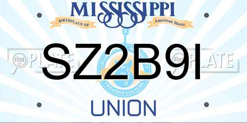 SZ2B9I Mississippi License Plate