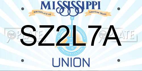 SZ2L7A Mississippi License Plate