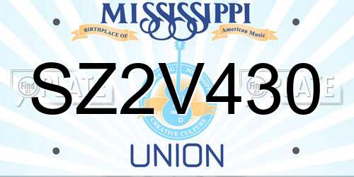 SZ2V430 Mississippi License Plate