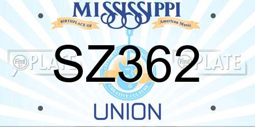 SZ362 Mississippi License Plate