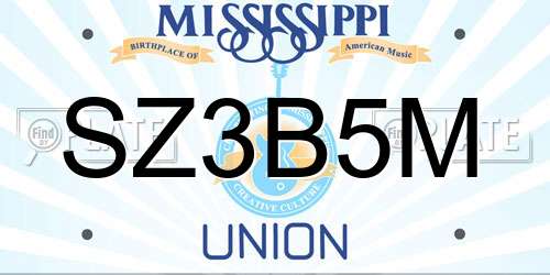 SZ3B5M Mississippi License Plate