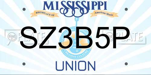 SZ3B5P Mississippi License Plate