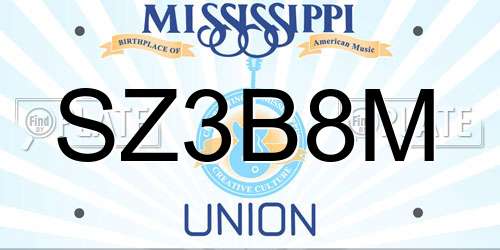SZ3B8M Mississippi License Plate