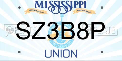 SZ3B8P Mississippi License Plate