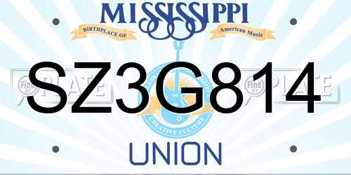 SZ3G814 Mississippi License Plate