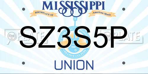 SZ3S5P Mississippi License Plate