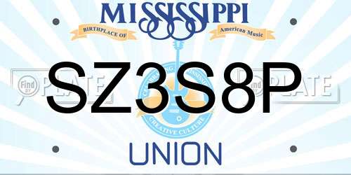 SZ3S8P Mississippi License Plate
