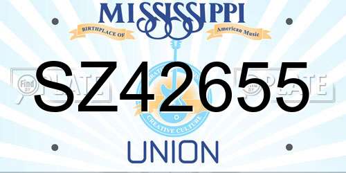 SZ42655 Mississippi License Plate