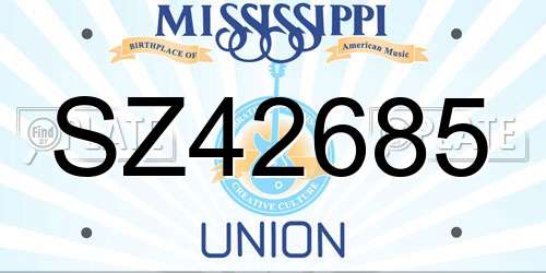 SZ42685 Mississippi License Plate