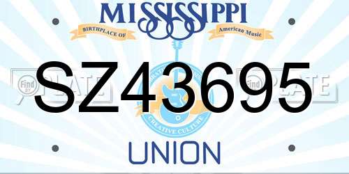 SZ43695 Mississippi License Plate