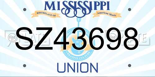 SZ43698 Mississippi License Plate