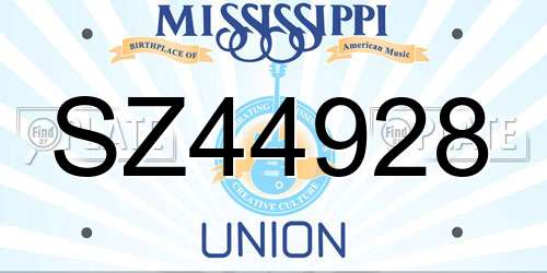 SZ44928 Mississippi License Plate