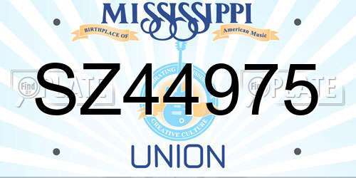 SZ44975 Mississippi License Plate