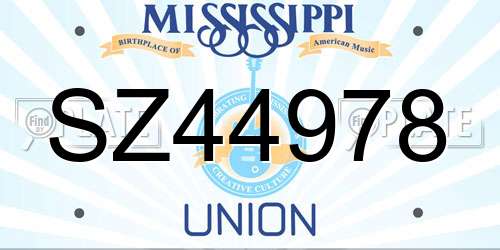 SZ44978 Mississippi License Plate