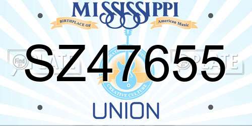SZ47655 Mississippi License Plate
