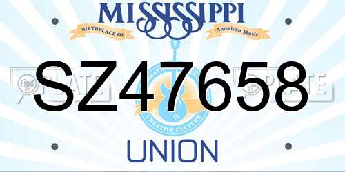 SZ47658 Mississippi License Plate