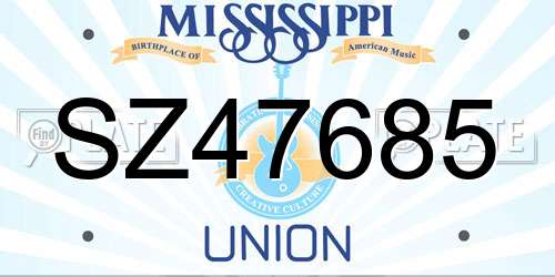 SZ47685 Mississippi License Plate