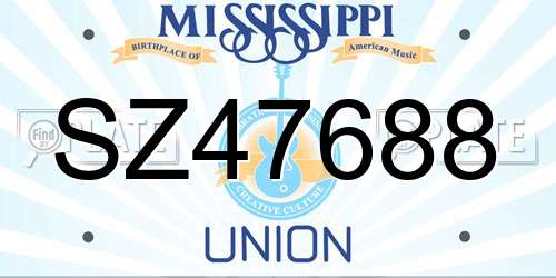 SZ47688 Mississippi License Plate