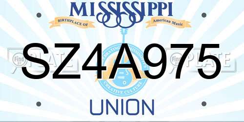 SZ4A975 Mississippi License Plate
