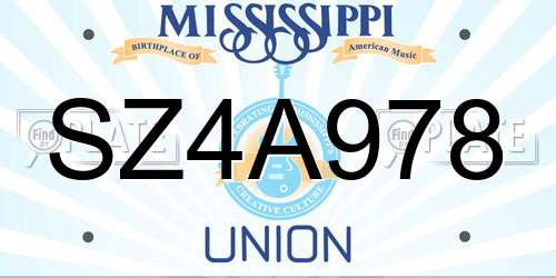 SZ4A978 Mississippi License Plate