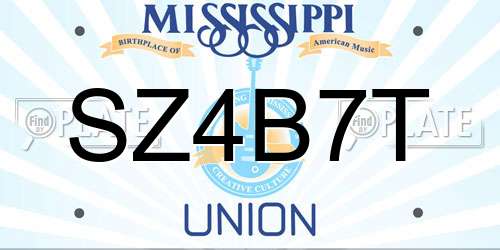 SZ4B7T Mississippi License Plate