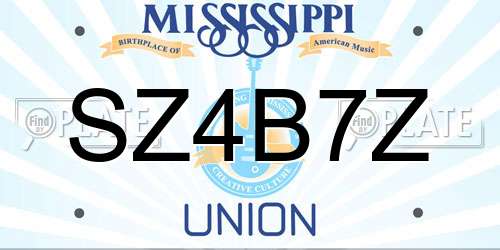 SZ4B7Z Mississippi License Plate