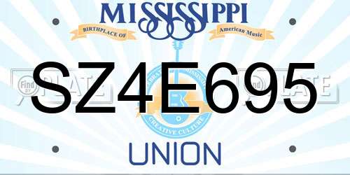 SZ4E695 Mississippi License Plate