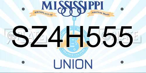 SZ4H555 Mississippi License Plate