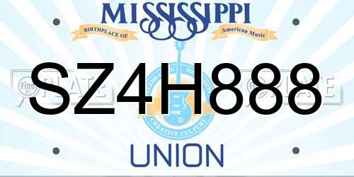 SZ4H888 Mississippi License Plate