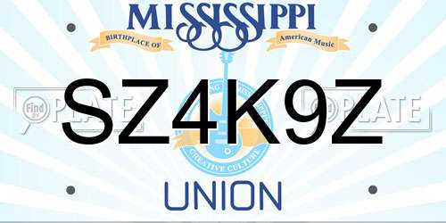 SZ4K9Z Mississippi License Plate