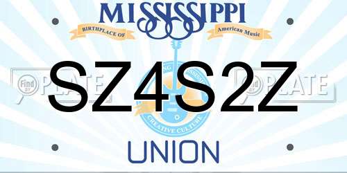 SZ4S2Z Mississippi License Plate