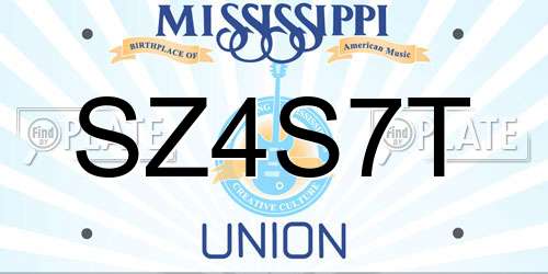 SZ4S7T Mississippi License Plate