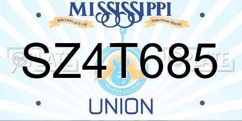 SZ4T685 Mississippi License Plate