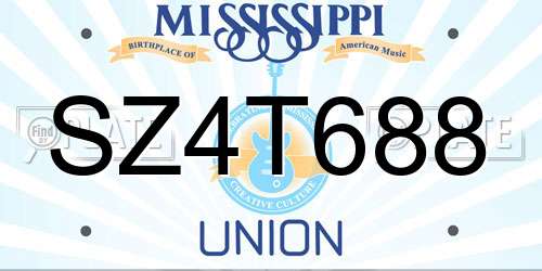 SZ4T688 Mississippi License Plate