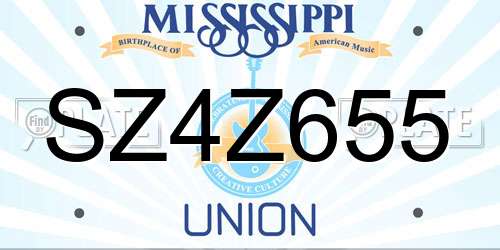 SZ4Z655 Mississippi License Plate