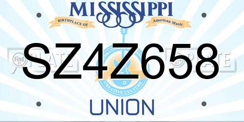 SZ4Z658 Mississippi License Plate
