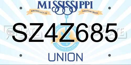 SZ4Z685 Mississippi License Plate