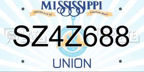 SZ4Z688 Mississippi License Plate