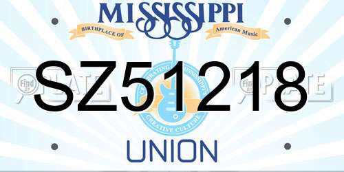 SZ51218 Mississippi License Plate